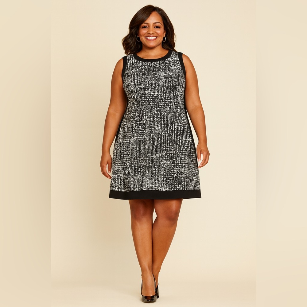 DKNY-  Black and White Sleeveless Dress - 14W
